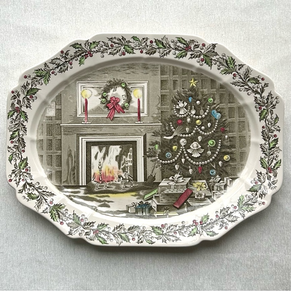 JOHNSON BROTHERS MERRY CHRISTMAS (largest) oval serving platter/ excellent !! ⭐️